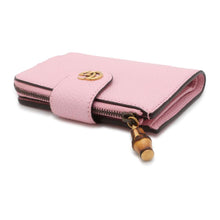 将图像加载到图库查看器中，GUCCI Double G Medium Wallet with Bamboo Pink 739498 Leather
