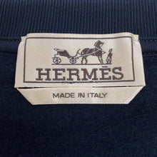 Load image into Gallery viewer, HERMES Round Neck Knitted Fabric Metally Au Carre Size M Marine Cotton100%
