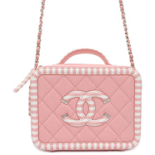 将图像加载到图库查看器中，CHANEL CC Fidigree Chain Vanity Bag Pink/White A93342 Caviar Leather Size Small
