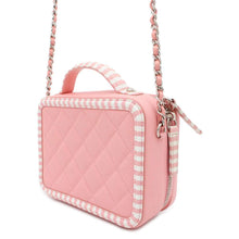 将图像加载到图库查看器中，CHANEL CC Fidigree Chain Vanity Bag Pink/White A93342 Caviar Leather Size Small
