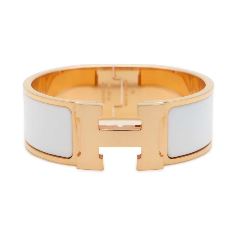 HERMES Clic crack Size GM White Metal Enamel