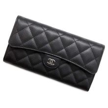 Load image into Gallery viewer, CHANEL Classic long flap wallet Black AP0241 Caviar Leather
