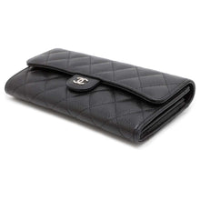 将图像加载到图库查看器中，CHANEL Classic long flap wallet Black AP0241 Caviar Leather
