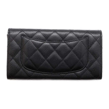 将图像加载到图库查看器中，CHANEL Classic long flap wallet Black AP0241 Caviar Leather
