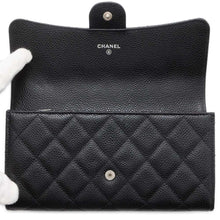 Load image into Gallery viewer, CHANEL Classic long flap wallet Black AP0241 Caviar Leather
