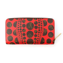 将图像加载到图库查看器中，LOUIS VUITTON Zippy Wallet Red/BrownM60450 Monogram・Pumpkin Dot/Yayoi Kusama Collaboration
