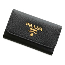 将图像加载到图库查看器中，PRADA Saffiano Leather 6 row Key Case Black 1PG222 Leather
