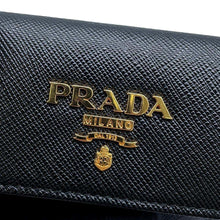 将图像加载到图库查看器中，PRADA Saffiano Leather 6 row Key Case Black 1PG222 Leather
