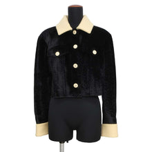 Load image into Gallery viewer, CHANEL Velvet Tweed Jacket Size 38 Black/BeigeP73311 Rayon80% Silk 18% Polyester2%
