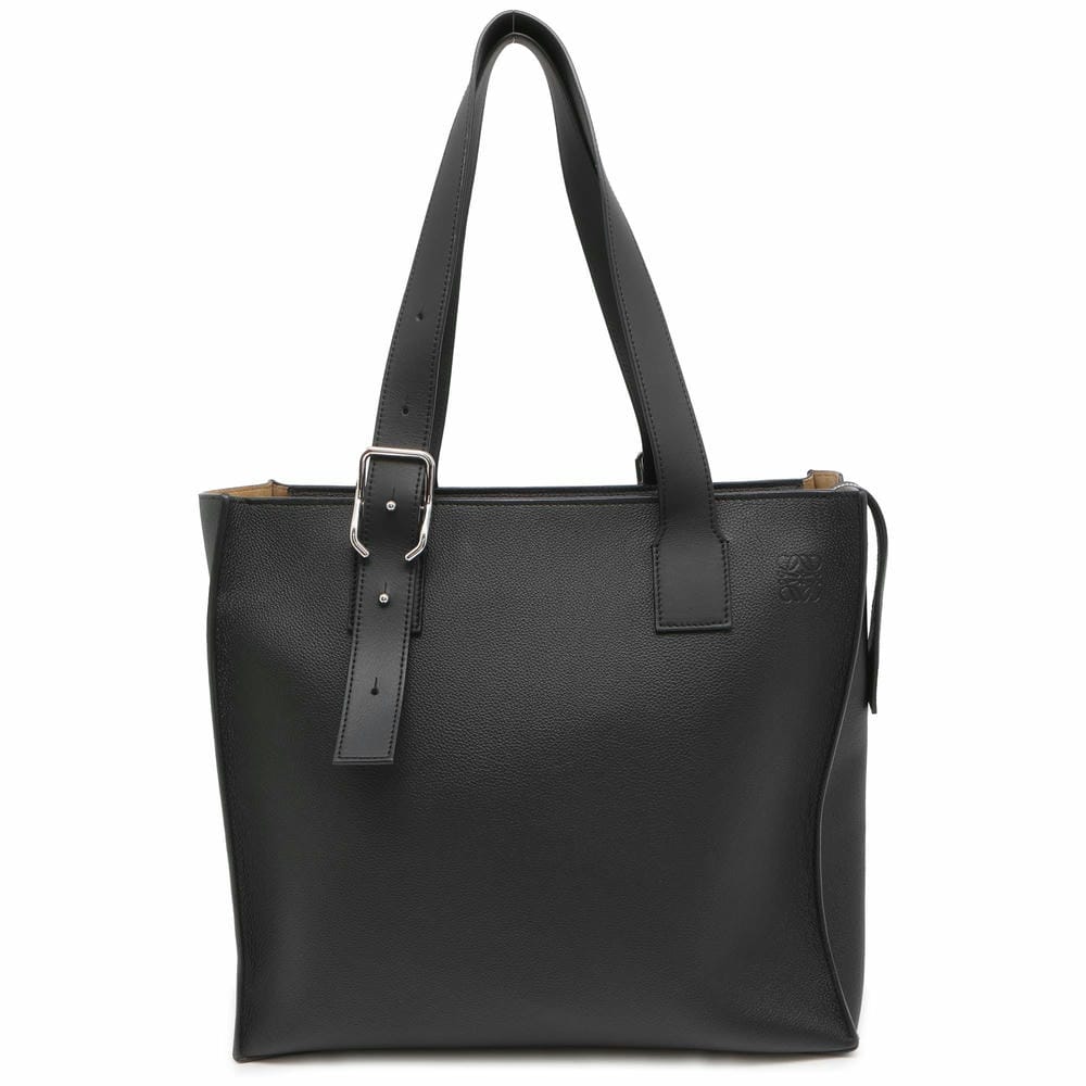 LOEWE Buckle Zipper Tote Bag Black B692K99X03 Calf Leather