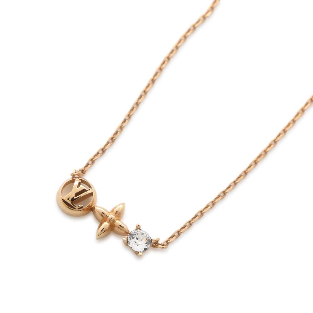 LOUIS VUITTON Necklace・Petit Louis Gold M00368 Metal Rhinestone