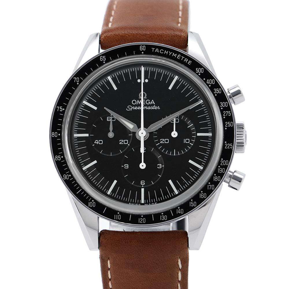 OMEGA Speedmaster Moonwatch First OMEGA in Space W39.7mm Stainless Steel Leather Black Dial311.32.40.30.01.001