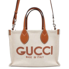 Load image into Gallery viewer, GUCCI GUCCI Print Tote Bag Beige/Light Brown 772144 Canvas Leather Size Mini
