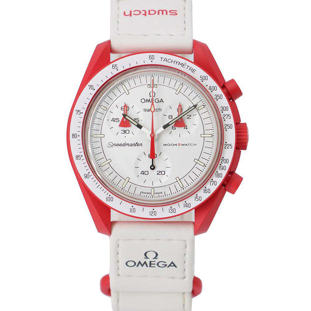 Swatch OMEGA Collaboration MISSION TO MARS W42mm Bio Ceramic Nylon White Dial SO33R100