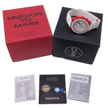 将图像加载到图库查看器中，Swatch OMEGA Collaboration MISSION TO MARS W42mm Bio Ceramic Nylon White Dial SO33R100
