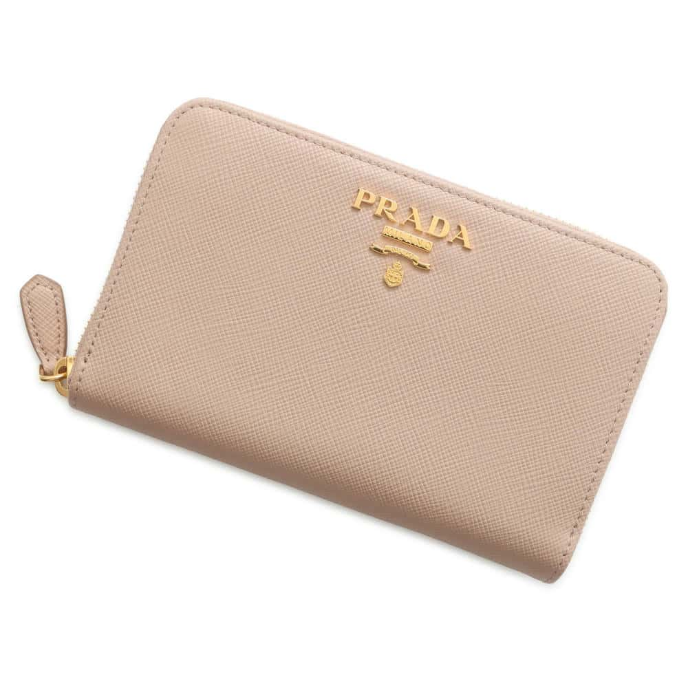 PRADA Zip AroundWallet Beige 1ML157 Leather