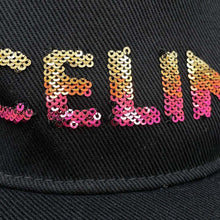 将图像加载到图库查看器中，CELINE Sequins logo cap Size L Black2AUW9641M Cotton98% Polyurethane2%
