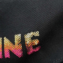 将图像加载到图库查看器中，CELINE Sequins logo cap Size L Black2AUW9641M Cotton98% Polyurethane2%
