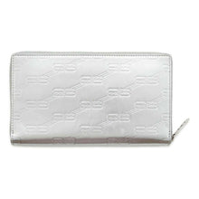 Load image into Gallery viewer, BALENCIAGA Embossed Monogram Continental Zip Wallet Silver 717787 Leather
