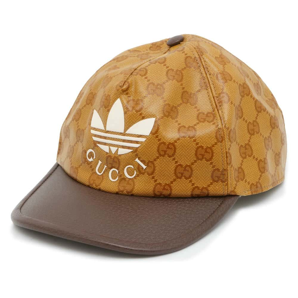 GUCCI Adidas collaboration GG Crystal Baseball cap Size M Brown 696475 Nylon67% Cotton33%