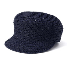 Load image into Gallery viewer, HERMES Cap Garate Serie Button Size 57 Navy Raffia
