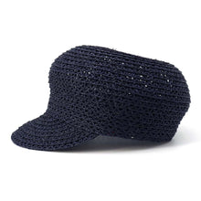 Load image into Gallery viewer, HERMES Cap Garate Serie Button Size 57 Navy Raffia
