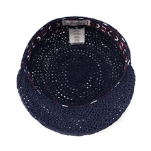 Load image into Gallery viewer, HERMES Cap Garate Serie Button Size 57 Navy Raffia
