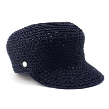 Load image into Gallery viewer, HERMES Cap Garate Serie Button Size 57 Navy Raffia
