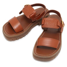 将图像加载到图库查看器中，CELINE Triomphe Sandals Brown352473778C.04LU Leather Size 37
