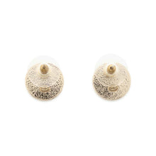 将图像加载到图库查看器中，CHANEL CC Logo Earrings Champagne Gold Metal Rhinestone
