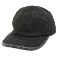 将图像加载到图库查看器中，GUCCI Jumbo GG Baseball Cap Size XL Black 727562 Cotton70% Polyester30%
