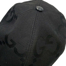 将图像加载到图库查看器中，GUCCI Jumbo GG Baseball Cap Size XL Black 727562 Cotton70% Polyester30%
