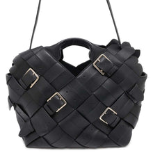 将图像加载到图库查看器中，LOEWE Woven 2way Handbag Black Leather
