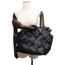 将图像加载到图库查看器中，LOEWE Woven 2way Handbag Black Leather
