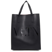 将图像加载到图库查看器中，Valentino Garavani VLTN Logo Tote Bag Black Leather
