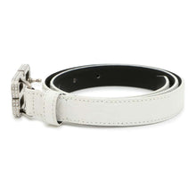 将图像加载到图库查看器中，BALENCIAGA BB Buckle Belt White 673518 Crocodile-embossed Leather Rhinestone
