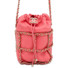 将图像加载到图库查看器中，CHANEL CC Logo Drawstring BagShoulder Bag Pink AS2313 Lambskin
