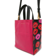 将图像加载到图库查看器中，MARNI Marni Museo Lip Pattern 2wayHandbag Pink/Black SHMP0040Q0 Leather
