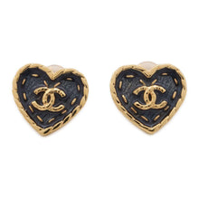 将图像加载到图库查看器中，CHANEL Heart Earring Gold/BlueABD153 Metal
