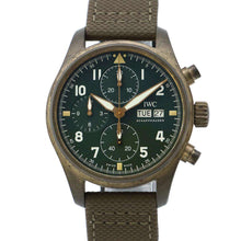 将图像加载到图库查看器中，IWC Pilot&#39;s Watch Chronograph Spitfire W41mm Bronze Fabric Green DialIW387902
