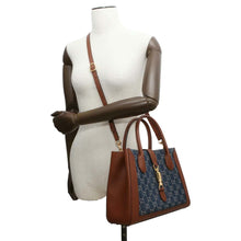 将图像加载到图库查看器中，GUCCI Jackie1961 2way Tote Bag Brown/Blue 649016 Denim Leather Size Medium
