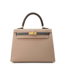 Load image into Gallery viewer, HERMES Kelly Sellier tricolor Etoupe/Black/Ardoise Epsom Size 25
