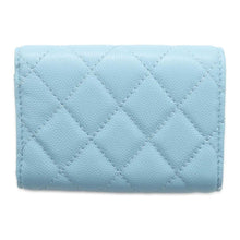 将图像加载到图库查看器中，CHANEL Matelasse flap wallet Light Blue AP3397 Caviar Leather
