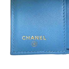 将图像加载到图库查看器中，CHANEL Matelasse flap wallet Light Blue AP3397 Caviar Leather
