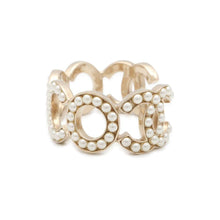 将图像加载到图库查看器中，CHANEL Coco Motif Bracelet Size S Champagne Gold Metal Faux Pearl
