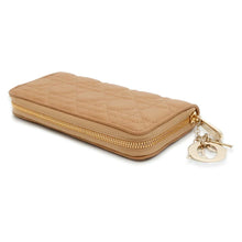 Load image into Gallery viewer, Dior Lady Dior Voyageur Wallet Long Wallet Medium Tan S0007ONMJ_M53U Lambskin
