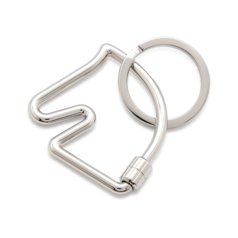 HERMES Cheval Key Ring Silver Metal