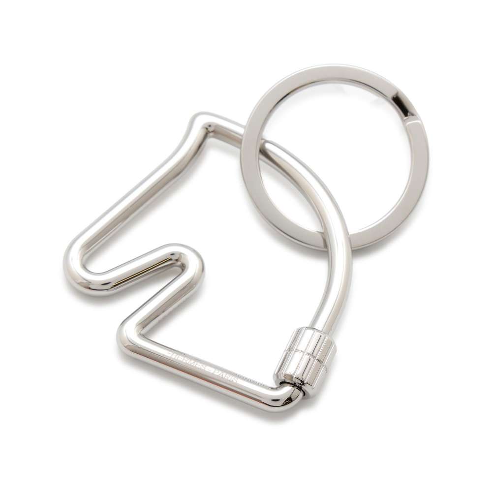 HERMES Cheval Key Ring Silver Metal