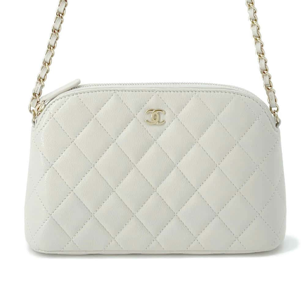 CHANEL Matelasse ChainClutch Bag Gray AP4016 Caviar Leather