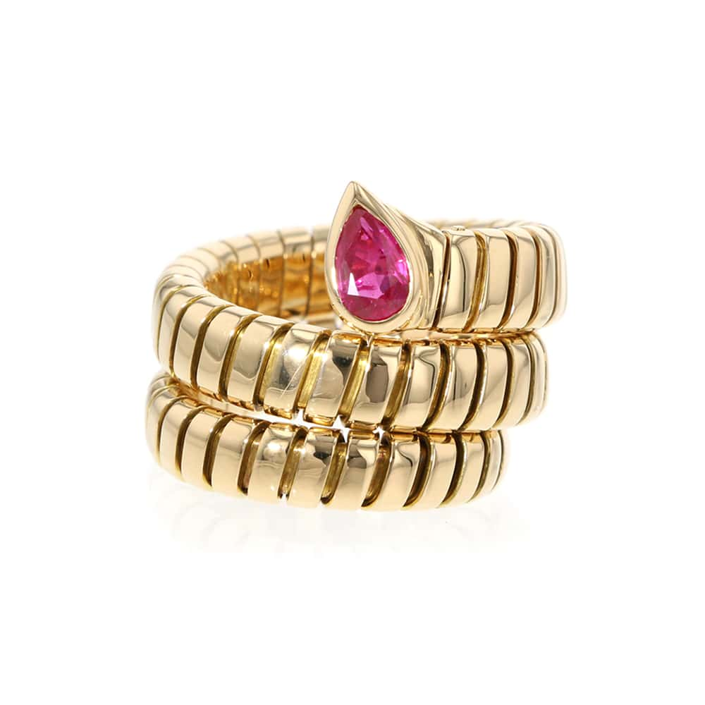 BVLGARI Tubogas Snake Ring Size #10 18K Yellow Gold